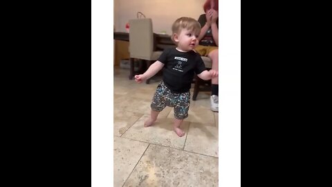Baby surprise with first step