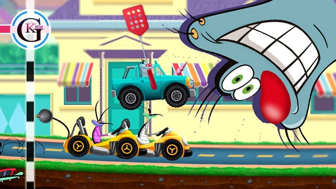 Oggy and the Cockroaches car racing games..2022 #gaming #oggy #kids