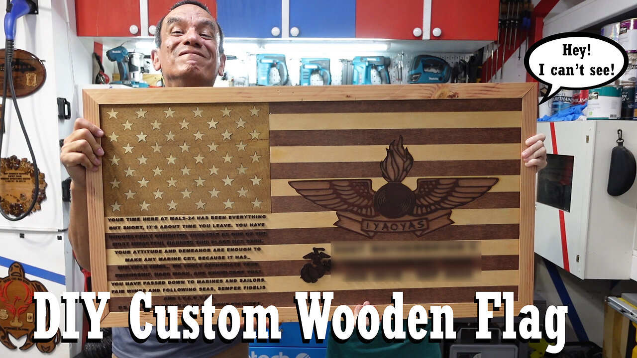 DIY Wooden US Flag with Logo & 3D Raised Letters | Power Saw & 100W CO2 Laser Tutorial