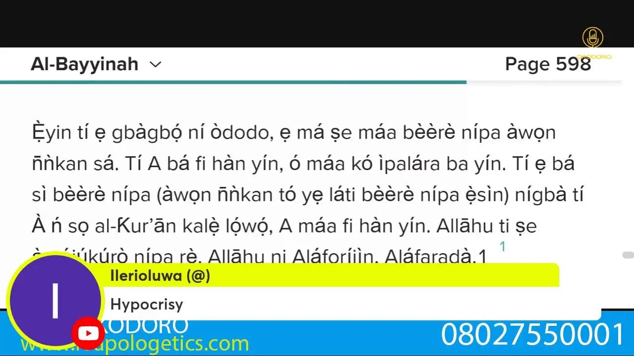 Esin Alafia, ìsìn tooto