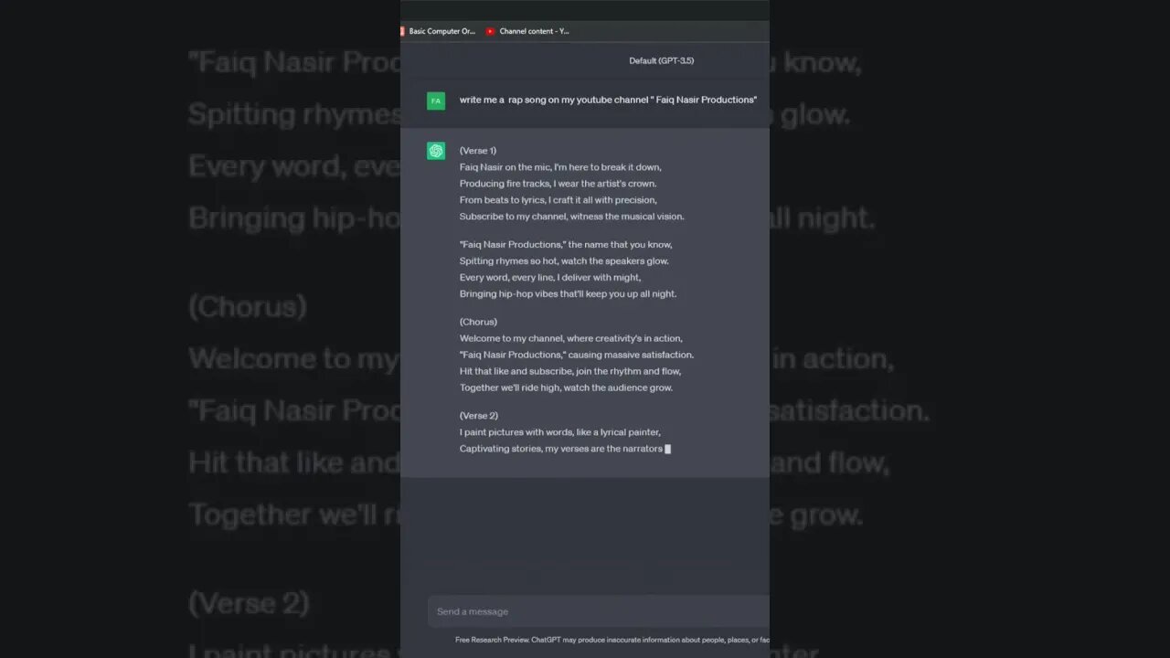 USING CHATGPT TO MAKE A RAP SONG LYRICS!👀#remix #chatgpt #gpt4 #lyrics #rap #artificialintelligence