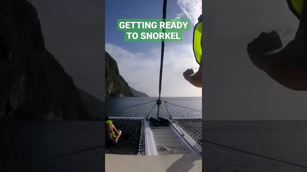 Saint Lucia Piton Mountains- Big Cat Sailing Getting Ready to Snorkel