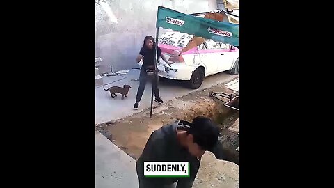 Woman Falls in Hole Outside Home #viralclips #viralvideos #trending #fypシ゚viral