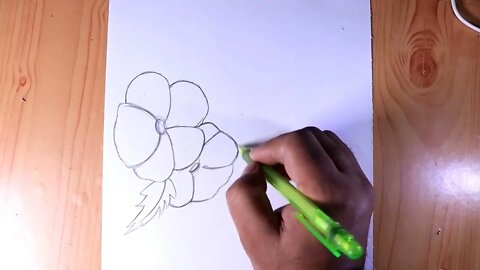 Simple pencil drawing beautiful Bird with Flower