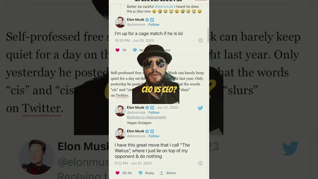 Twitter CEO Elon Musk Challenges Facebook CEO Mark Zuckerberg To A Cage Match! #shorts