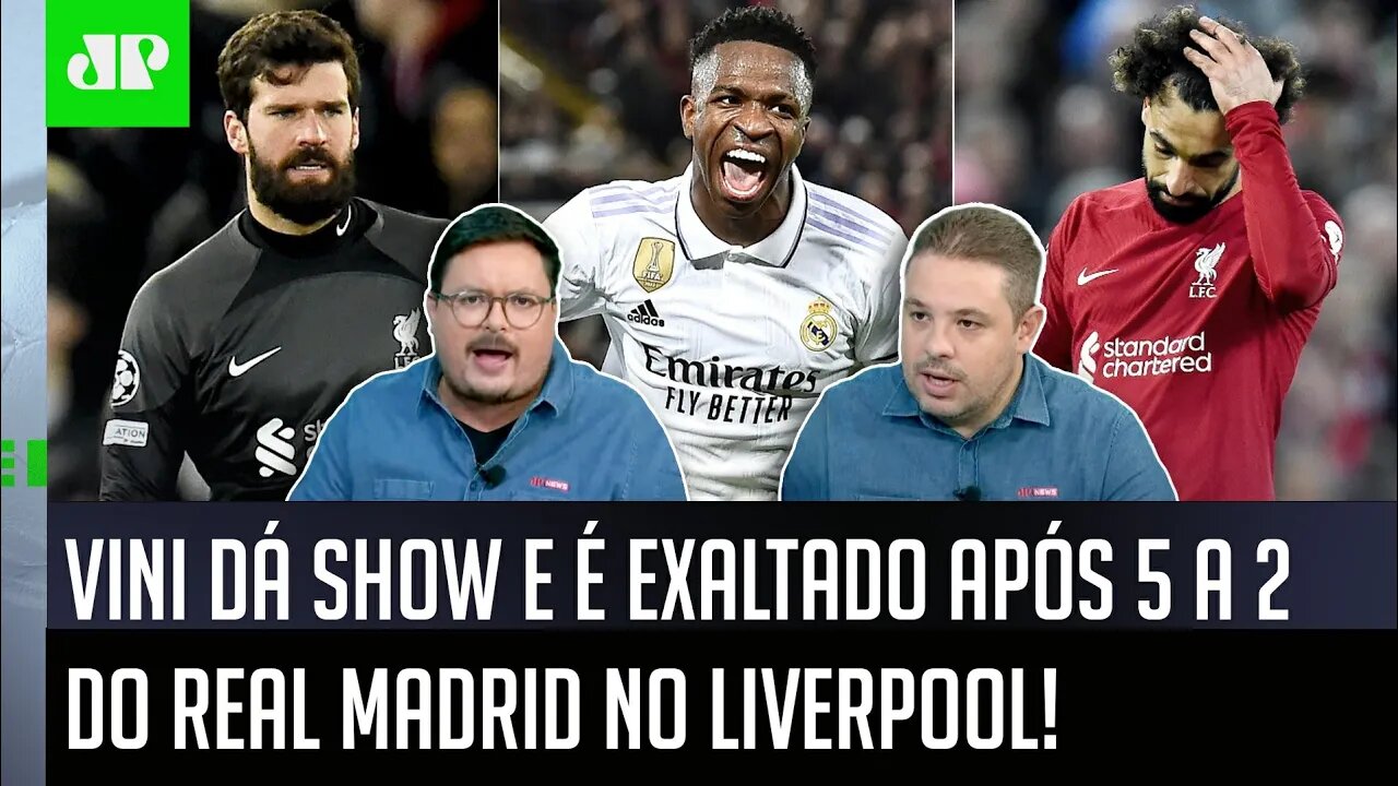 "O Vinicius Júnior tá CALANDO A BOCA dos IMBECIS! O Real Madrid FEZ 5 no Liverpool e..." VEJA DEBATE