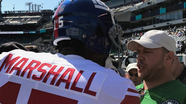 Brandon Marshall SPITS on an Eagles Fan!