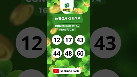 🍀 Resultado MEGA-SENA 2574 | Sentindo Sorte #shorts