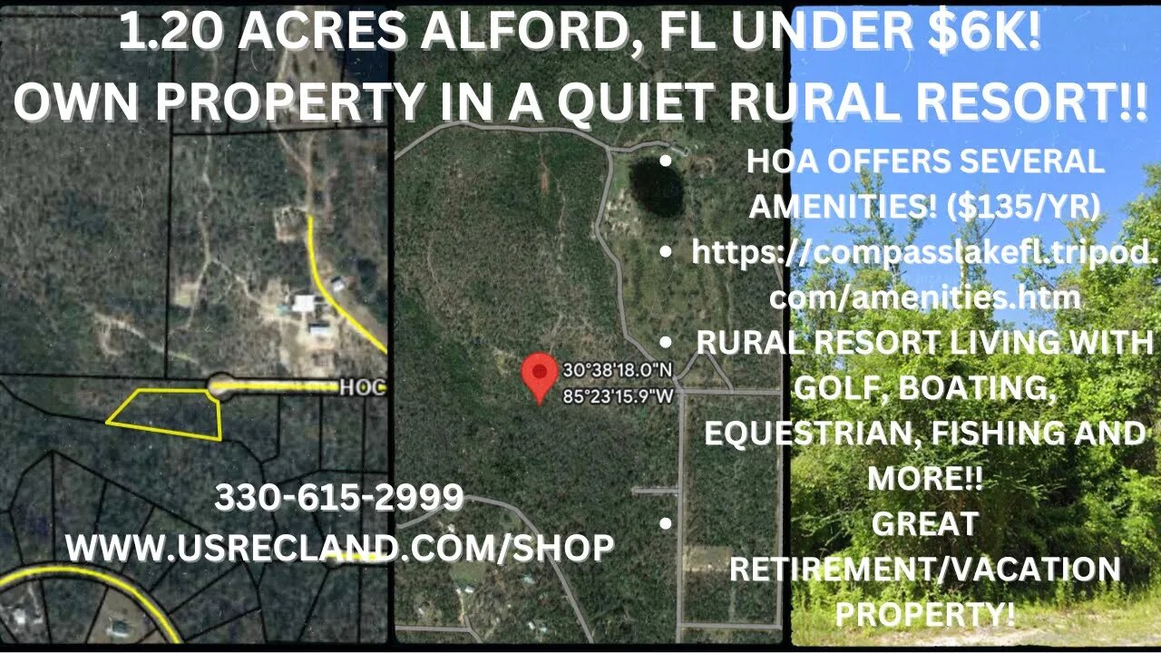 1.20 ACRES ALFORD, FL UNDER $6K! HOA $135/YR OFFERS RIDING, GOLF, TENNIS, FISHING, BOATING AND MORE