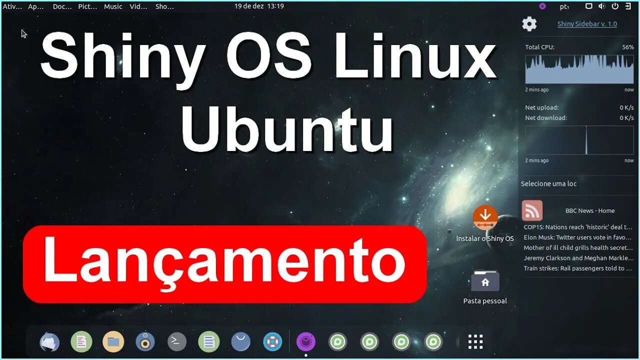 Shiny OS Linux. Distro Ubuntu com aplicativos próprios e extensões para Gnome-Shell.