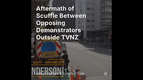 Aftermath of Scuffle Between Opposing Demonstrators Outside TVNZ