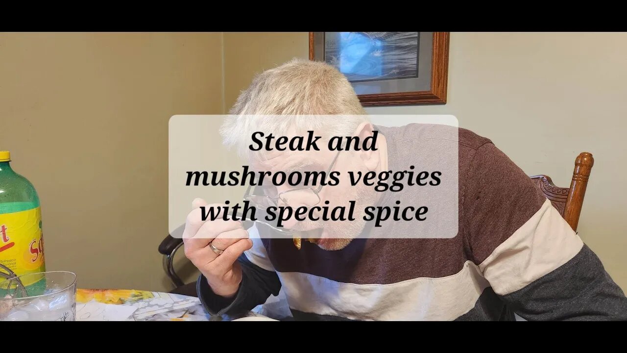 Steak and mushrooms and veggies with special spice