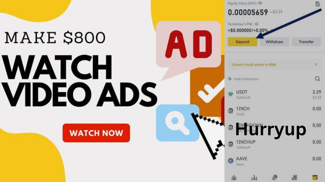 Watch ads and earn money today hurryup