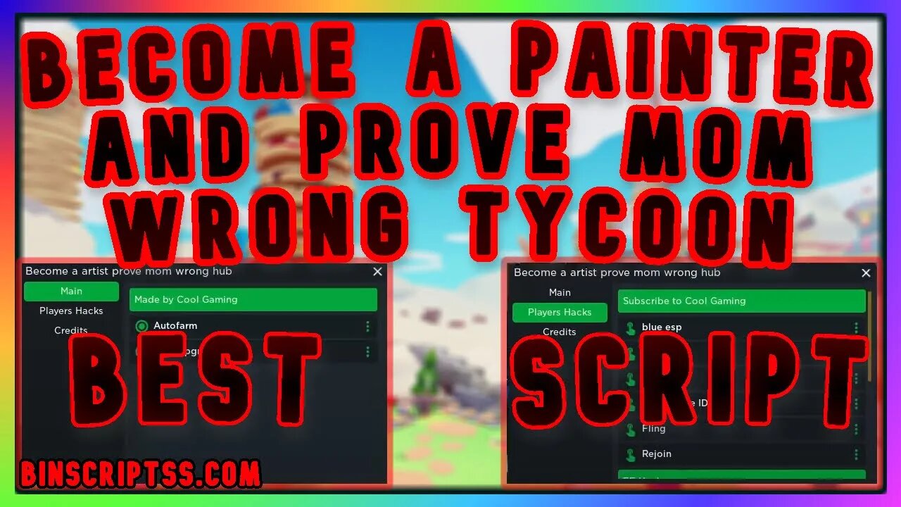 ROBLOX become a painter and prove mom wrong tycoon Script Pastebin