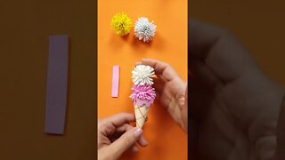 DIY - How to Make Souvenir Keychain Ice Cream Pompom #shorts