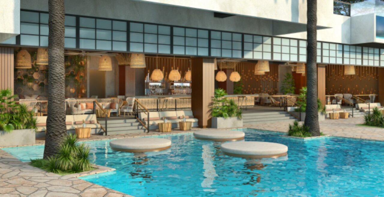 Virgin Hotels Las Vegas divulges details on outdoor pool and entertainment complex