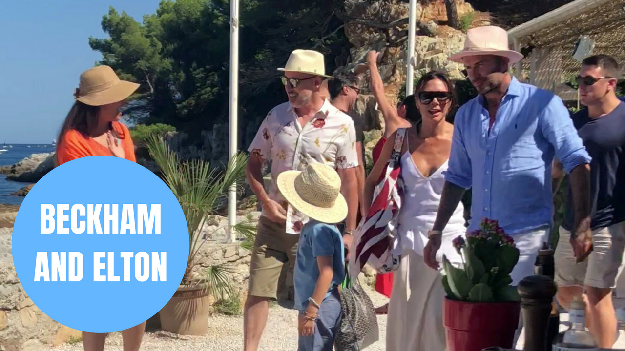 Beckham clan leave luxurious restaurant in south of France with Elton John