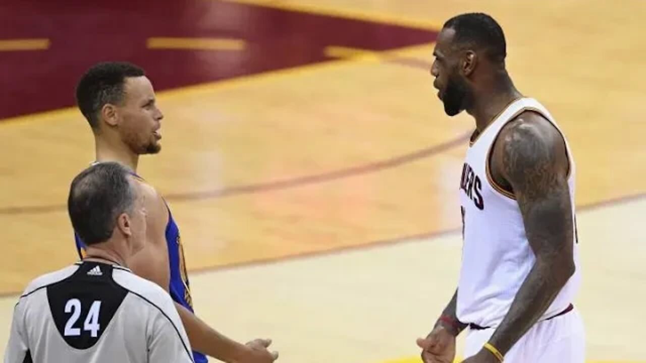 Lebron james casi le entra a golp3 a Stephen Curry