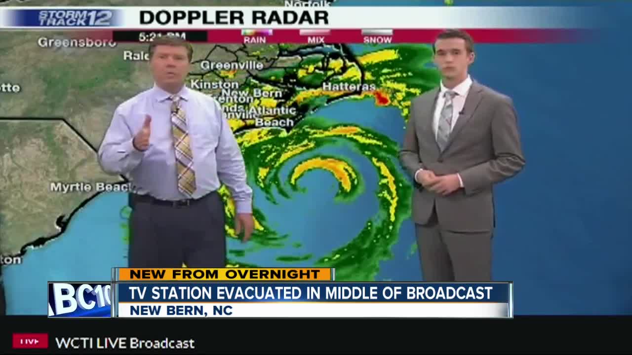 TV station evacuated during broadcast due to Florence