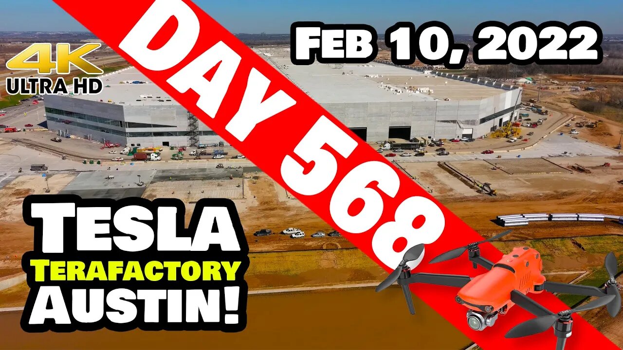 Tesla Gigafactory Austin 4K Day 568 - 2/10/22 - Tesla - MORE CONCRETE IN THE SOUTH AT GIGA TEXAS!