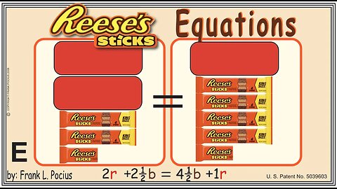 VISUAL REESES STICKS 2r+2.5b=4.5b+1r EQUATION _ SOLVING EQUATIONS _ SOLVING WORD PROBLEMS