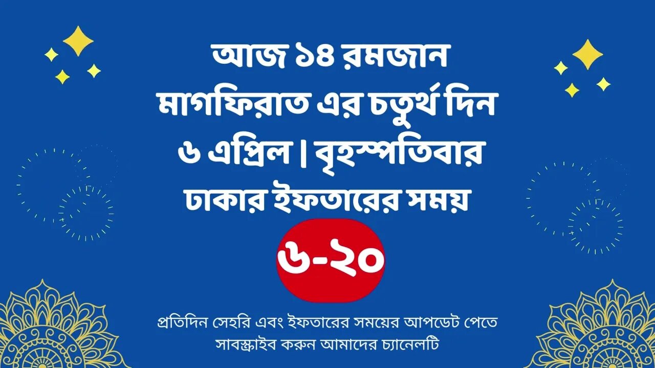 আজ ১৪ রমজান ০৬ এপ্রিল ঢাকার ইফতারের সময় iftar time 2023 in Dhaka 6 april iftar time 2023