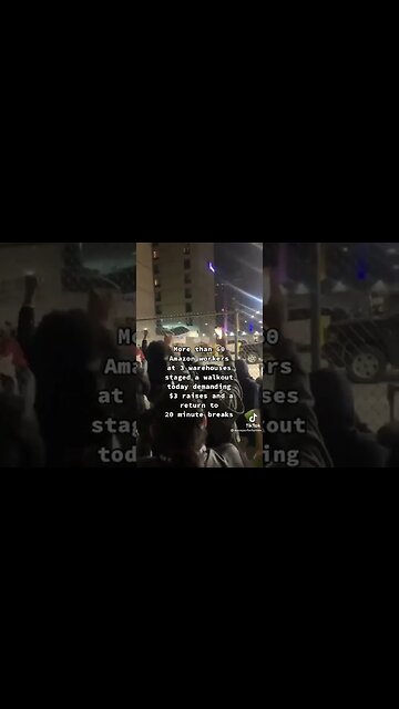 Amazon warehouse workers walk out. Video from Queens, NY