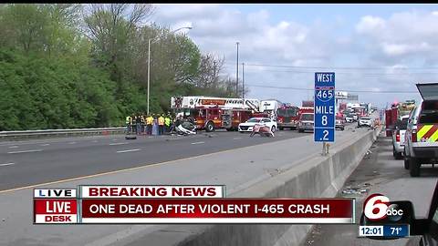 Person killed when car launches onto interstate, into path of semi on I-465