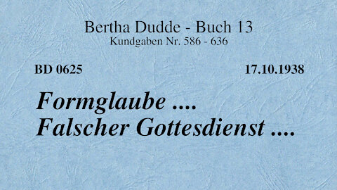 BD 0625 - FORMGLAUBE .... FALSCHER GOTTESDIENST ....