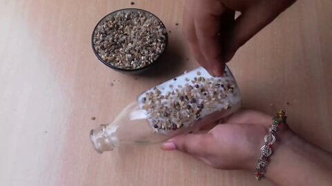 Beautiful Bottle Decoration With Rice and Sand