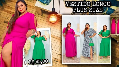 ✔️ VESTIDO LONGO PLUS SIZE COM ABERTURA NA LATERAL