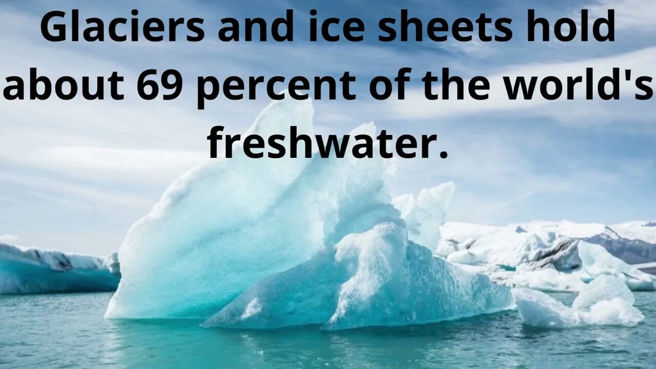 Glaciers and ice sheets hold about 69 percent of the world's freshwater.