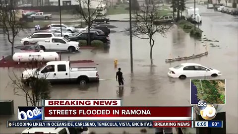 Residential streets flooded in Ramona