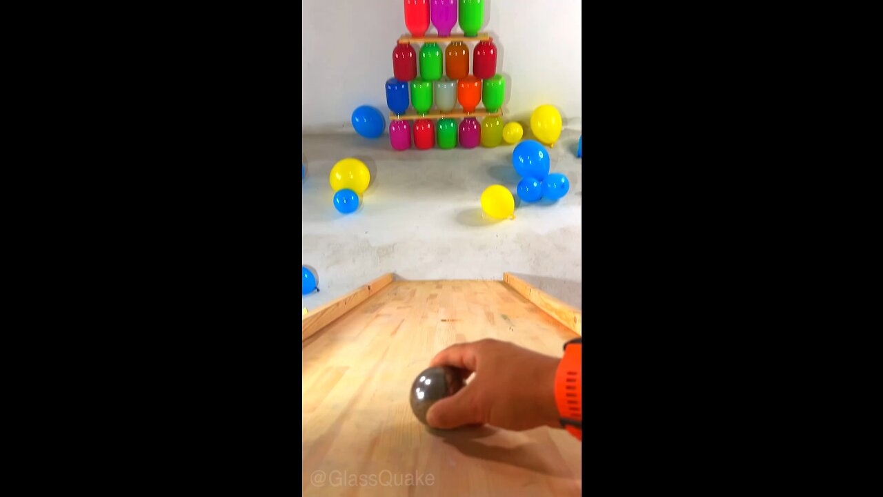 Breaking bottles from a iron ball 🤤