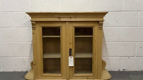 Large Antique Pine Partly Glazed Wall Hanging Cabinet (W1602B) @PinefindersCoUk