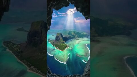 This Waterfall is UNDERWATER 🤯 Beautiful Nature - Mauritius Waterfall #shorts #shortvideo #nature