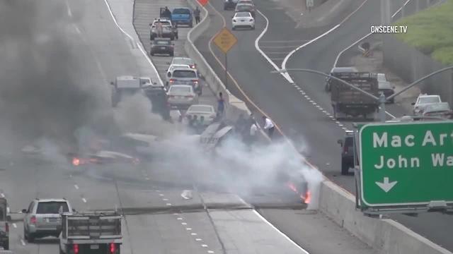 Cessna crashes on 405 Freeway in Orange County