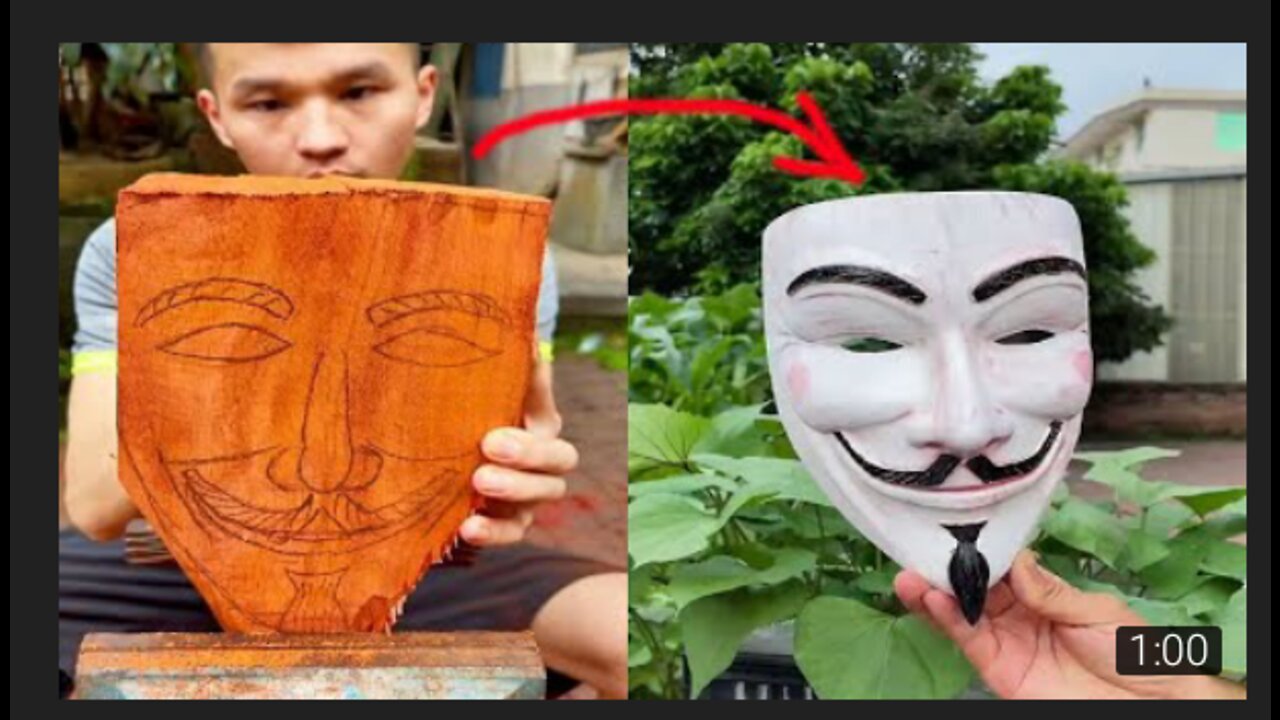 How To Make Wooden Hacker Mask - Woodworking DIY #shorts