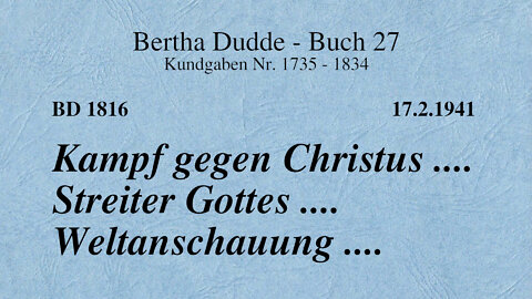 BD 1816 - KAMPF GEGEN CHRISTUS .... STREITER GOTTES ....WELTANSCHAUUNG ....