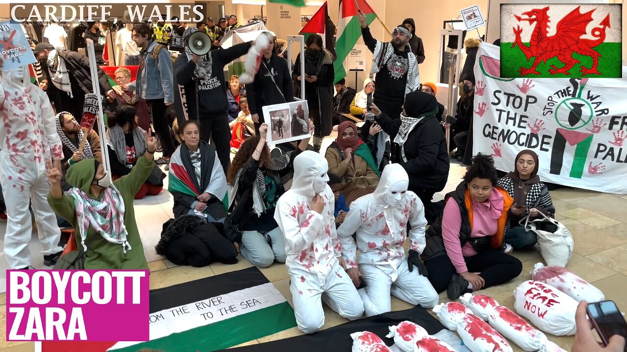 #BoycottZara Pro-Palestinian protesters target Zara stores in Cardiff