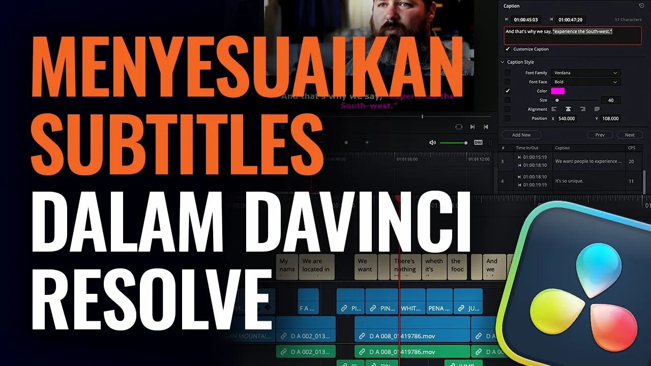 Cara Menyesuaikan Subtitle dalam DaVinci Resolve