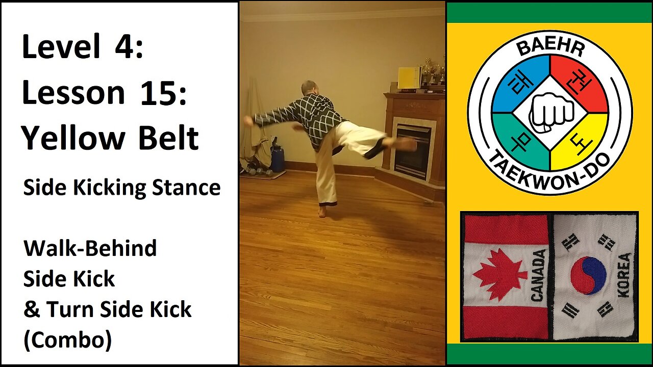 Baehr Taekwondo: 04-15: Green Stripe: Side Kicking Stance - WB Side Kick and Turn Side Kick