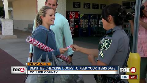 Deputies warn shoppers to lock their car doors, hand out gifts