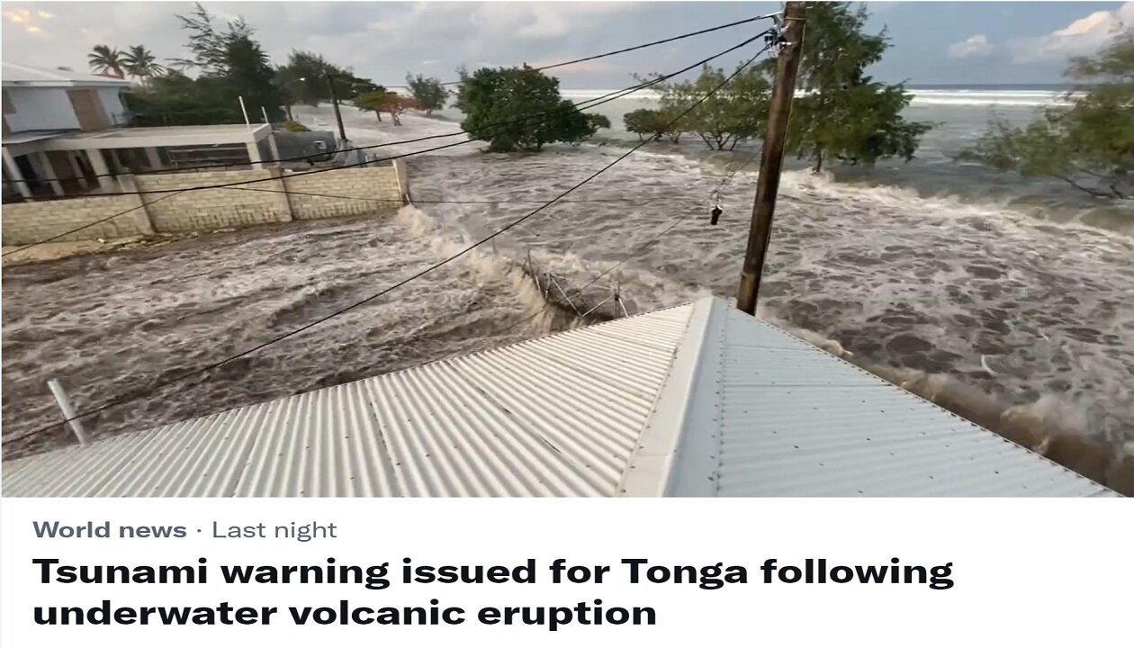 Underwater Volcano Erupted, Tonga Sending Tsunami Waves