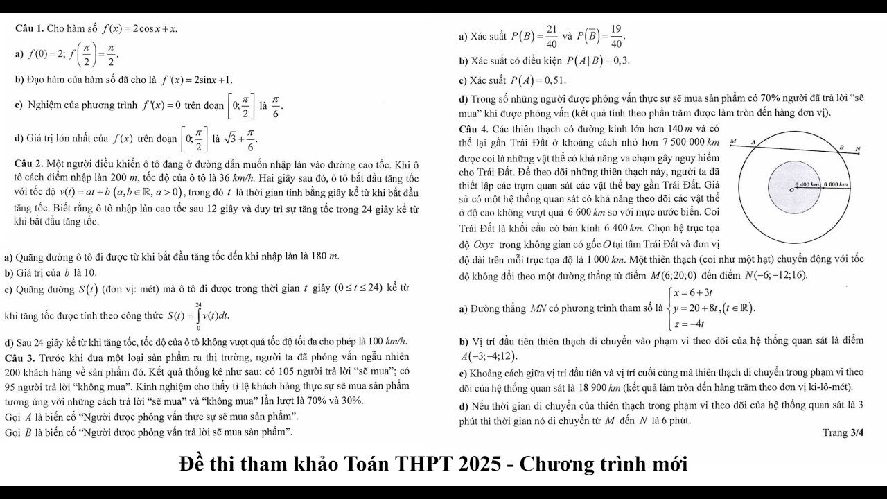 Đề thi tham khảo Toán 2025 - Phần II: Nhận định đúng sai - Giải chi tiết - (Phần 2)