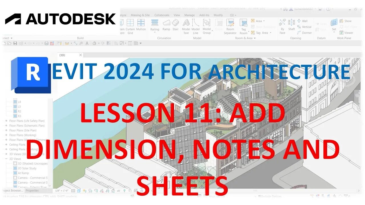 REVIT 2024 FOR ARCHITECTURE FOR BEGINNERS 11: ADD DIMENSION, NOTES AND SHEETS