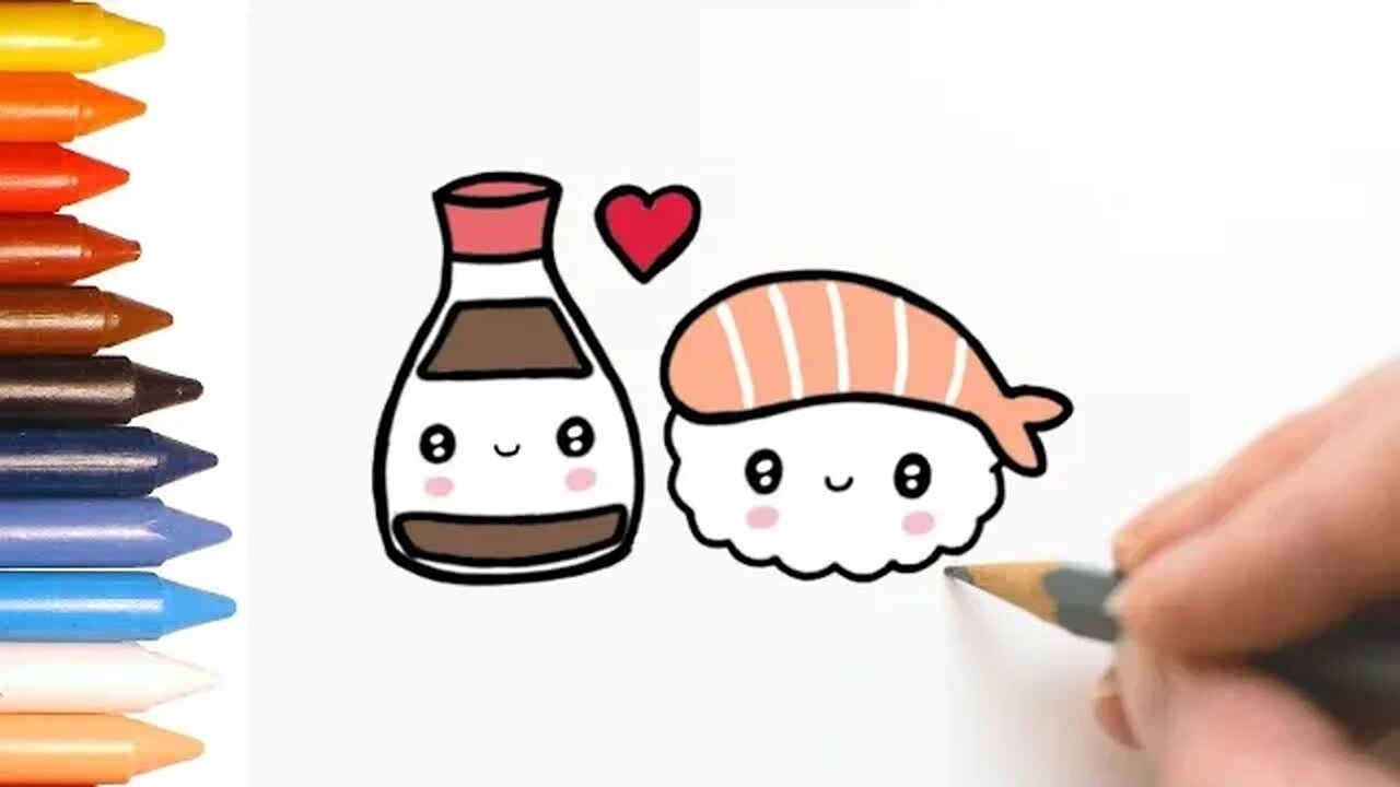 COMO DESENHAR SHOYU E SUSHI KAWAII FÁCIL