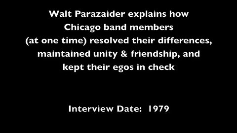 Walt Parazaider of Chicago 1979 Interview