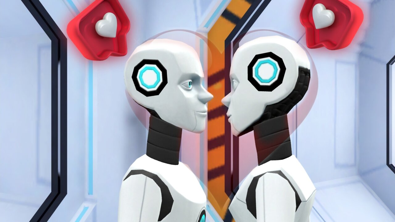 Captain Marble Lovely Robot couple talk together Sense............❤️..........😘😘😘