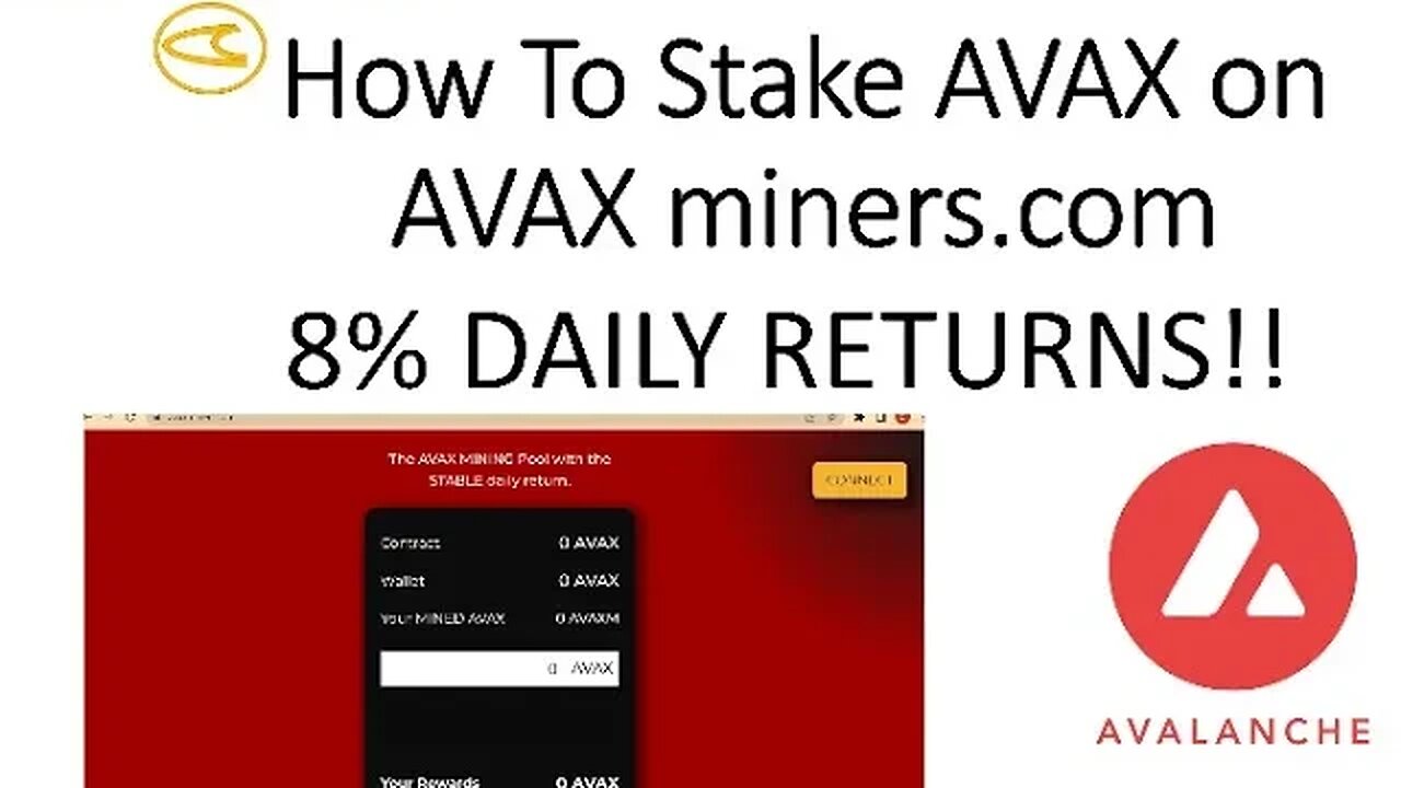 How to stake AVAX on AVAXMINERS.COM (8% DAILY RETURNS/3000% APR)